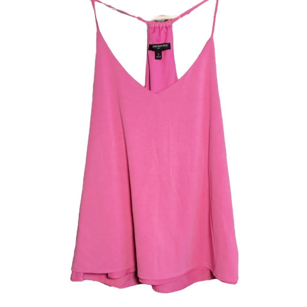 𝅺banana REPUBLIC Solid Pink V-neck Camisole Tank Top Small